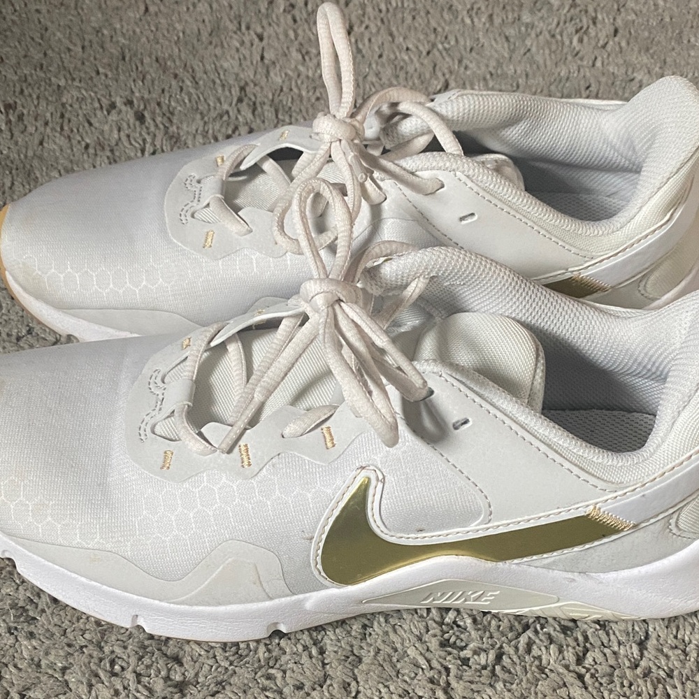 Nike Women's White and Gold Accent Sneakers - Picture 5 of 9